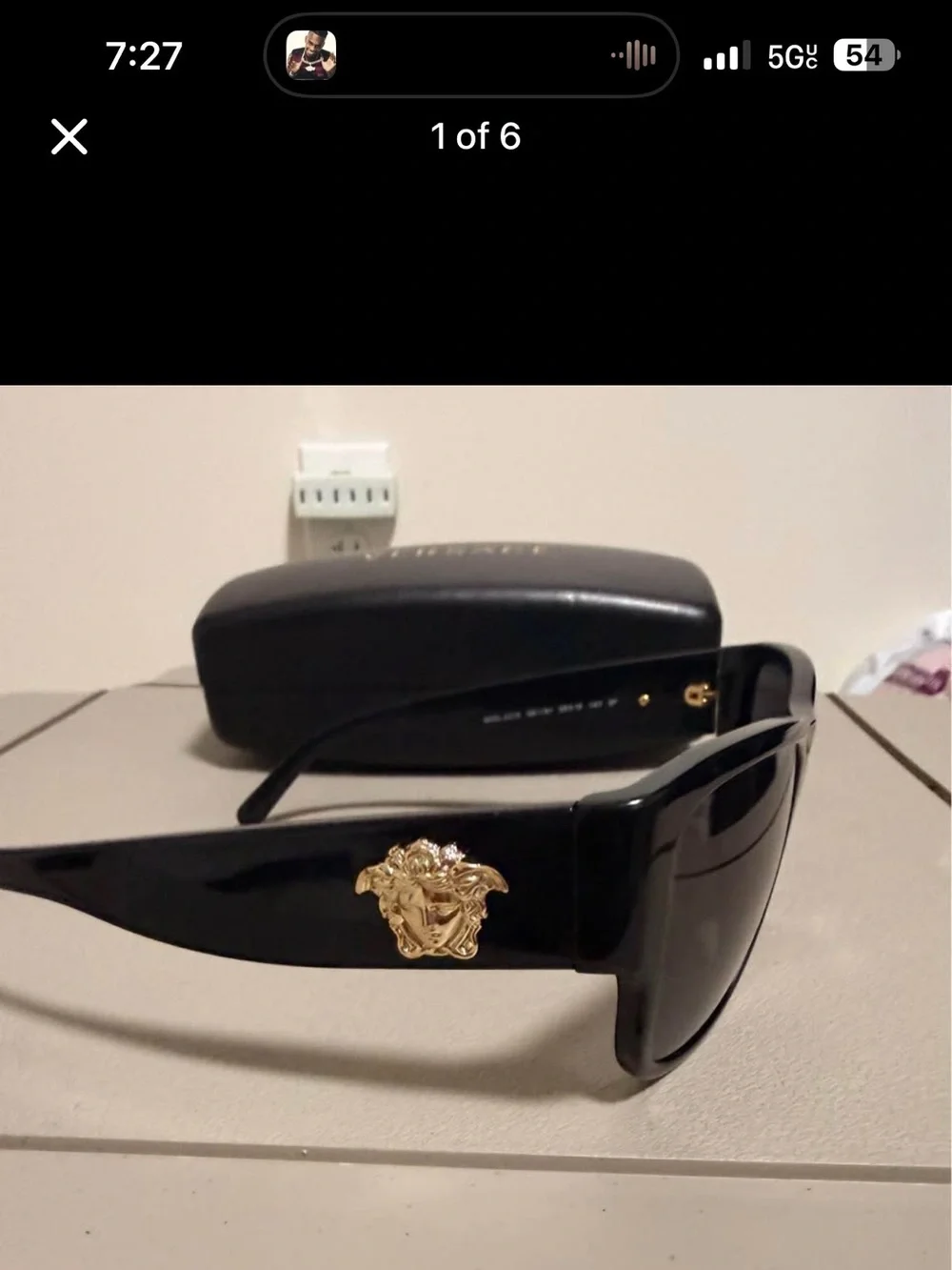 Versace Black Sunglasses with Gold Medusa Emblem